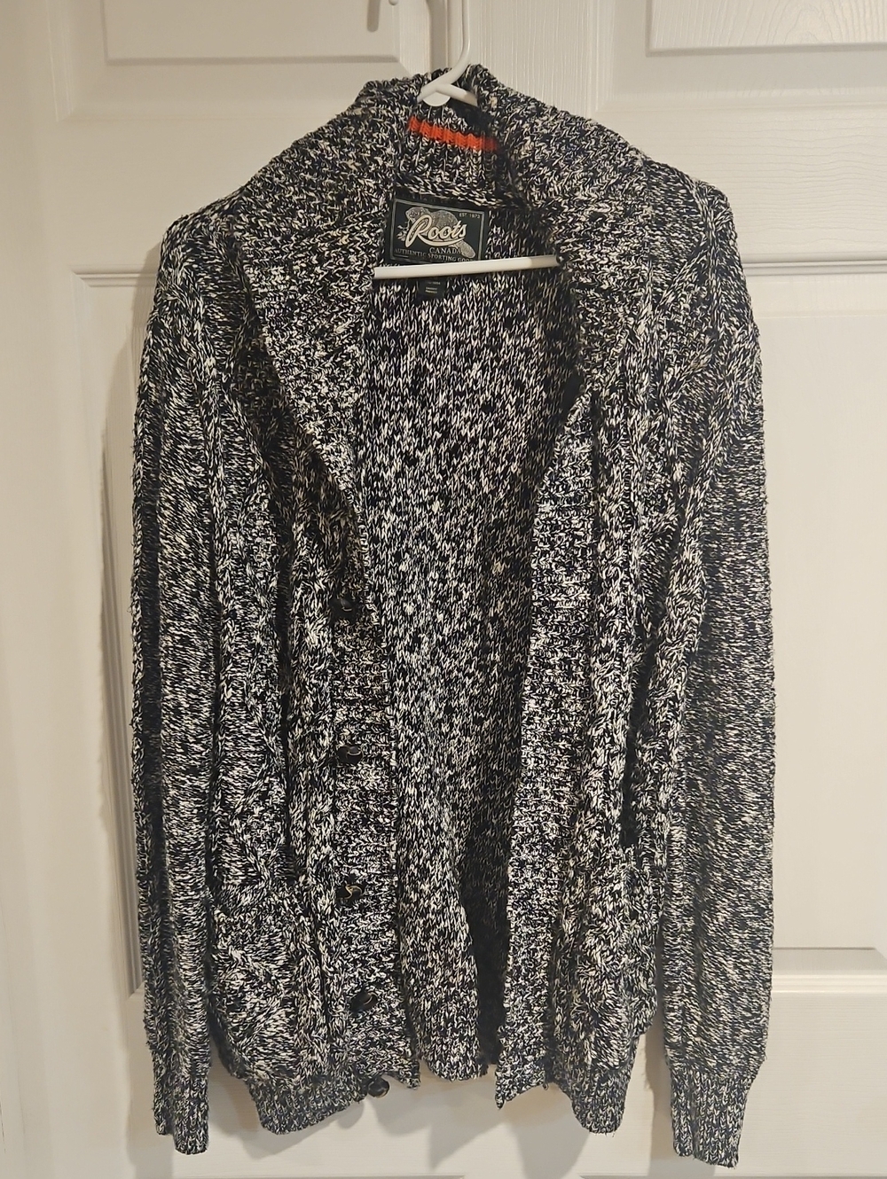 Roots Black & White Marled Knit Cardigan